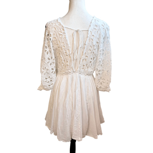 Free People Bella Note White Eyelet Mini Dress S - Picture 4 of 13